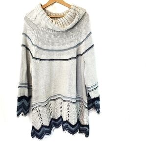 Sweater winter blue/white cable knit size L 18/20
